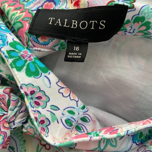 Talbots 16 Festive Floral Paisley Pleated Tie Waist Midi Skirt - Picture 3 of 12